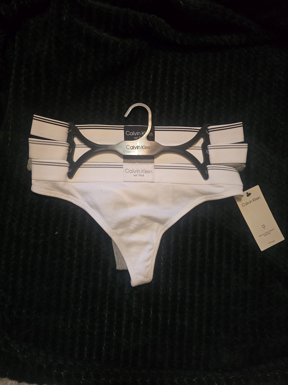 Calvin Klein White Ribbed Thong - 3-Pack